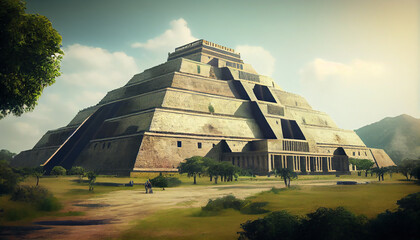 Pirámides de las culturas Inca y Azteca en México , generado con IA - obrazy, fototapety, plakaty