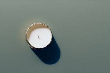 Generative AI label mockup of the glass jar with handmade candle - top view