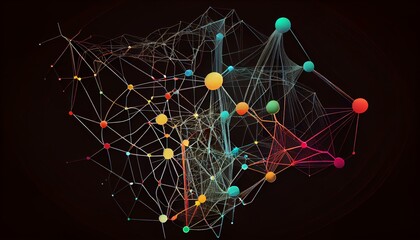 An abstract illustration of a network of interconnected nodes and lines AI Generated - obrazy, fototapety, plakaty