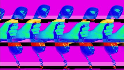 Vintage rotary telephone in hands