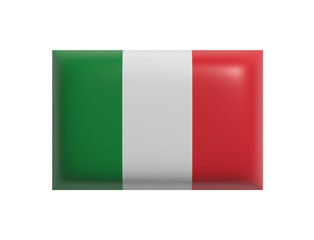 Italian flag isolated. Flag of Italy. Cartoon design icon. 3d rendering. PNG with transparent background. Flat lay
