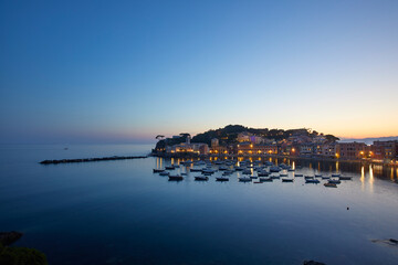 Silent bay at dusk, Sestri Levante, Italy