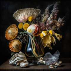 still life composition with nice flowers, generation AI tools