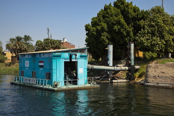 Fototapeta na wymiar Pump station on Nile, Egypt, Africa 