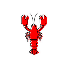 Red crayfish isolated. Sea animal with claws