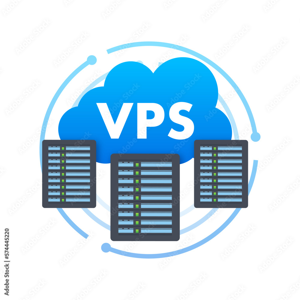 Poster vps virtual private server web hosting services infrastructure technology. vector stock illustration