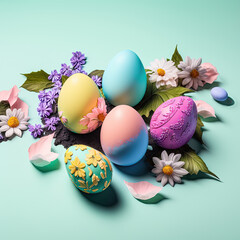 Obraz na płótnie Canvas Easter Eggs pastel colorful