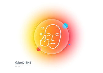 Healthy face skin line icon. Gradient blur button with glassmorphism. Good care sign. Like symbol. Transparent glass design. Healthy face line icon. Vector