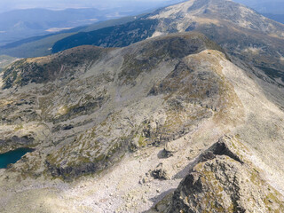 Aerial view of Rila Mountain around Lovnitsa peak, Bulgaria