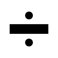Monochrome vector graphic of a division sign. This could be used in the teaching of maths at primary or secondary level - obrazy, fototapety, plakaty