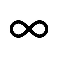 Monochrome vector graphic of an infinity sign. This could be used in the teaching of maths at primary or secondary level