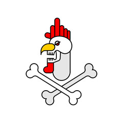 Skull rooster sign. Skeleton rooster icon. Vector illustration