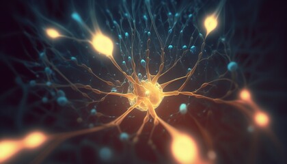 A surreal representation of neurons inside a brain.nervous system illustration 