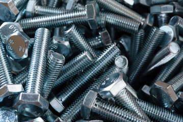 metal fasteners close-up scattering.