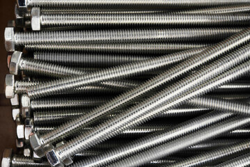 metal fasteners close-up scattering.