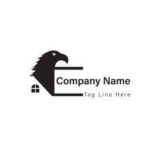 Eagle shape real estate home logo flat icon.