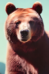 Obraz na płótnie Canvas Portrait of a brown bear in the forest, face wildlife animal .Generative AI