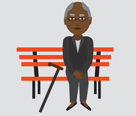 An elderly man on a park bench
