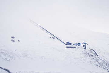 skiing in the snow