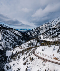 Mountain Pass road in winter