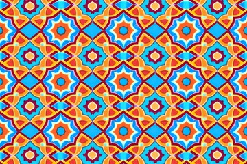 Fototapeta premium Background pattern in kofar mata style repetitive, concept of Geometric Shapes and Colorful Design, created with Generative AI technology