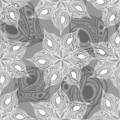 seamless pattern of abstract white and gray graphic elements on a gray background, texture, design