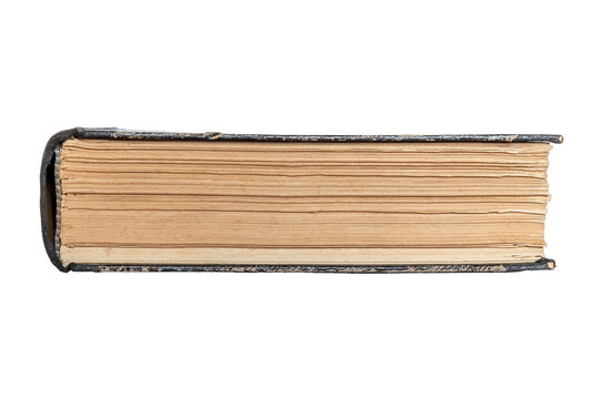 bottom view of a closed book - page edges of an old closed book, isolated on white background with clipping path