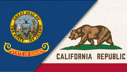 Flags of Idaho and California. sports match between Idaho and California