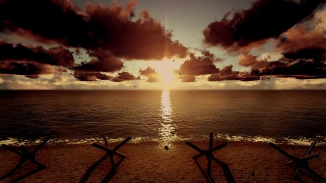 Omaha Beach The Normandy Old Film 3D Video Animation