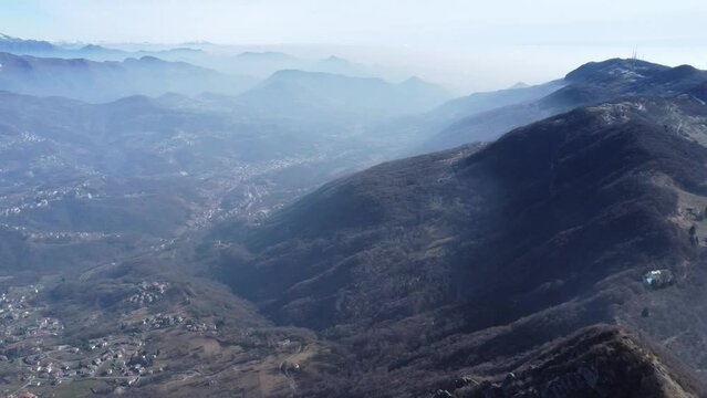 Aerial view of Orobie mountains in Imagna Valley