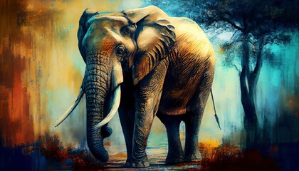 Fototapeta na wymiar A portrait of an elephant, Generative AI