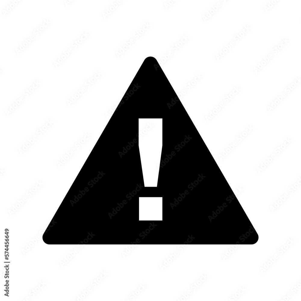 Poster black and white triangular warning or attention sign with exclamation mark icon. vector image.