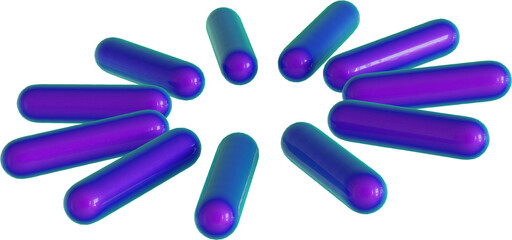 3d rendering. Abstract geometric shapes illustration. Modern minimal colorful objects isolated on transparent background