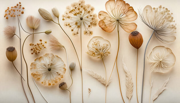 A beautiful and delicate pattern of dried flowers, perfect for a stunning wallpaper background