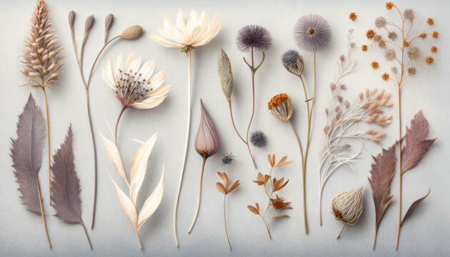 Fototapeta A beautiful and delicate pattern of dried flowers, perfect for a stunning wallpaper background