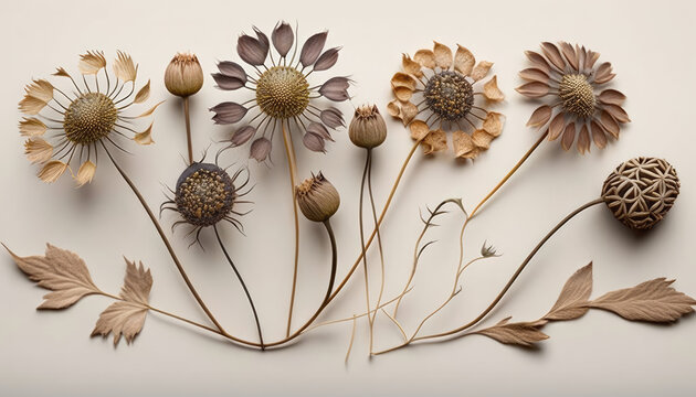 Fototapeta A beautiful and delicate pattern of dried flowers, perfect for a stunning wallpaper background