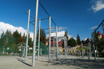 Fototapeta na wymiar Sports ground for physical exercise on open air