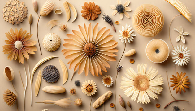 Fototapeta A beautiful and delicate pattern of dried flowers, perfect for a stunning wallpaper background