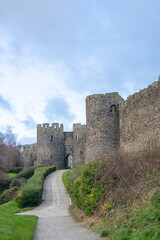 Fototapeta na wymiar A medieval castle in a blue sky