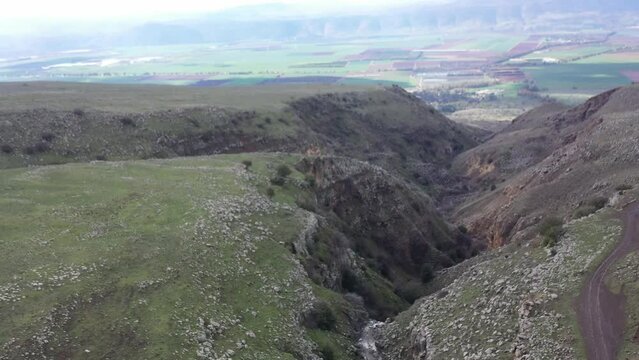 Channel of Orvim stream in the Golan Heights - Israel