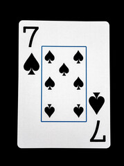 Seven of spades card with clipping path