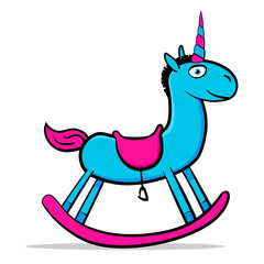 Rocking horse unicorn toy: vector illustration