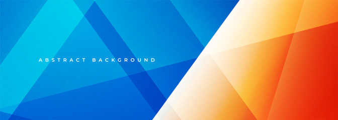Fototapeta premium Blue and orange abstract modern wide banner with geometric shapes. Light blue and orange abstract background. Colorful banner design vector illustration.