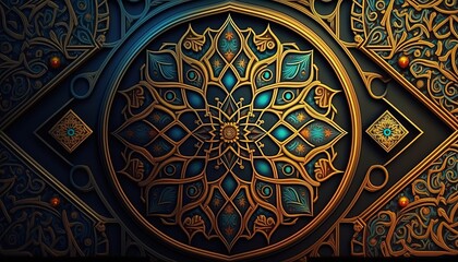 Arabic mosaic background, Arabic pattern wallpaper, Generative AI
