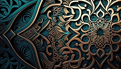 Arabic mosaic background, Arabic pattern wallpaper, Generative AI - obrazy, fototapety, plakaty