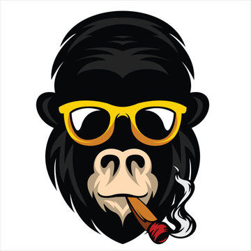 Cool gorilla smoking logo template