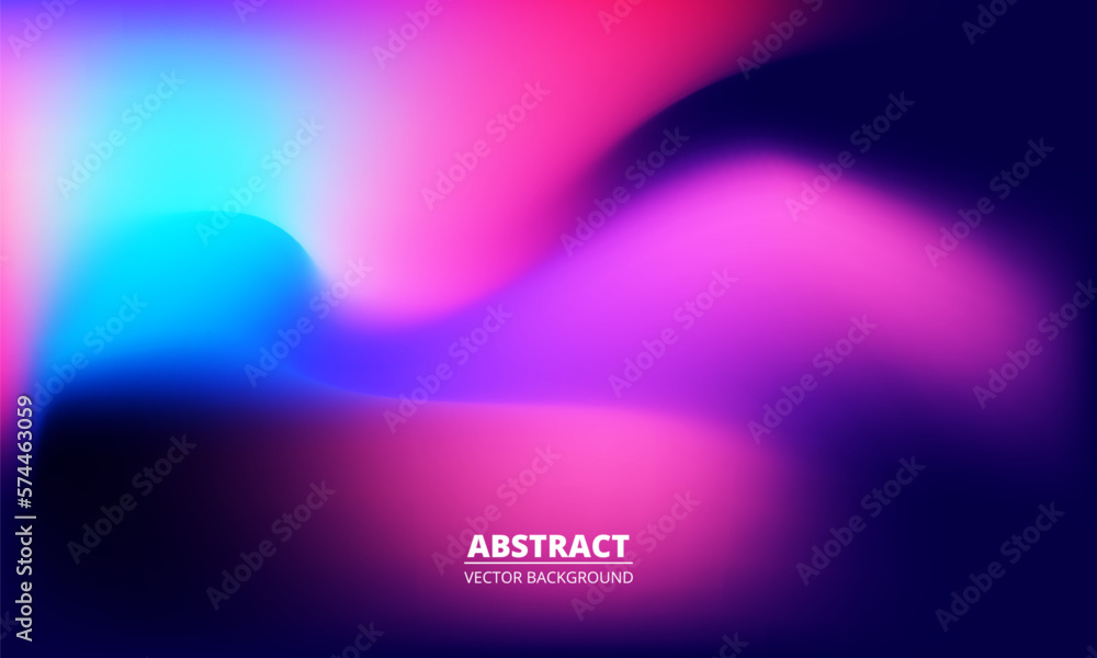 Poster Abstract background with dark blurred gradient and bright colorful halftones shapes. Vector illustration