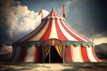 Circus tent front view, retro circus tent, Generative AI
 - obrazy, fototapety, plakaty