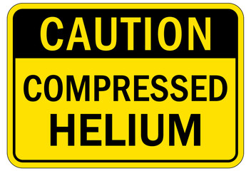 Helium chemical hazard sign and labels compressed helium
