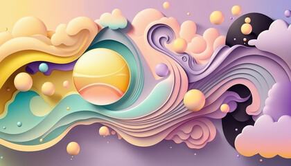 Fototapeta na wymiar Abstract multicolor liquid effect style background. Psychic waves pastel color tone abstract background. Generative AI